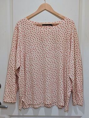 EUC Gudrun Sjoden XXL Cotton Blend Off White and Orange Polka Dot Long Sleeve